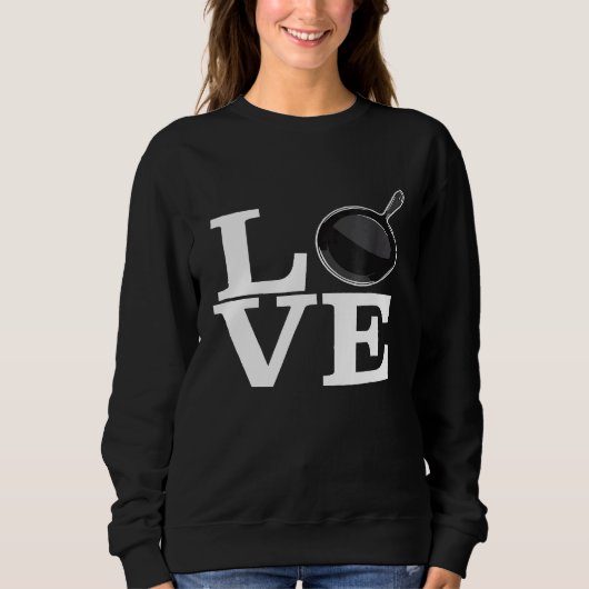 Gietijzer Love Cooking Shirt Frying Pan Chef Skill (Voorkant)