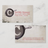 gietijzer met roze rietpan chef cateringmonogram visitekaartje (Voorkant / Achterkant)