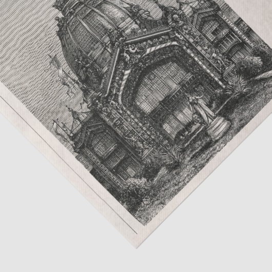 Gietijzeren architectuur 1894 Ephemera Decoupage Tissuepapier (Detail)