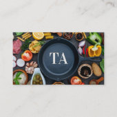 Gietijzeren Skillet eten op tafel | Monogram Visitekaartje (Voorkant)