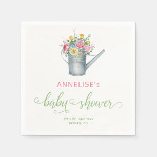 Gietkan sage blozend roze bloemige baby shower servet