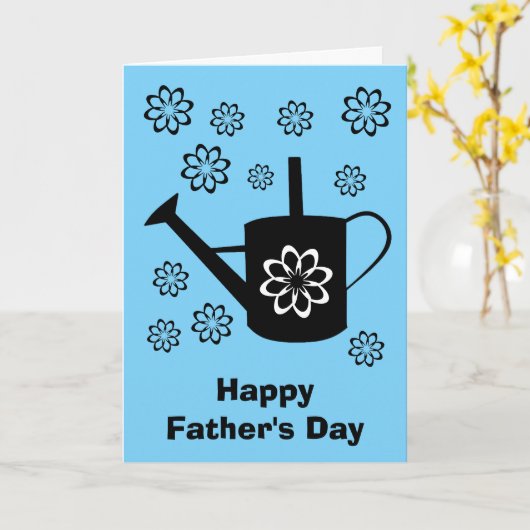 Gietkan Tuin Bloemen Blauw Vaderdag Kaart (Gele Bloem)