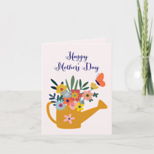 Gietkan vol bloemen Gefeliciteerd Mama Kaart