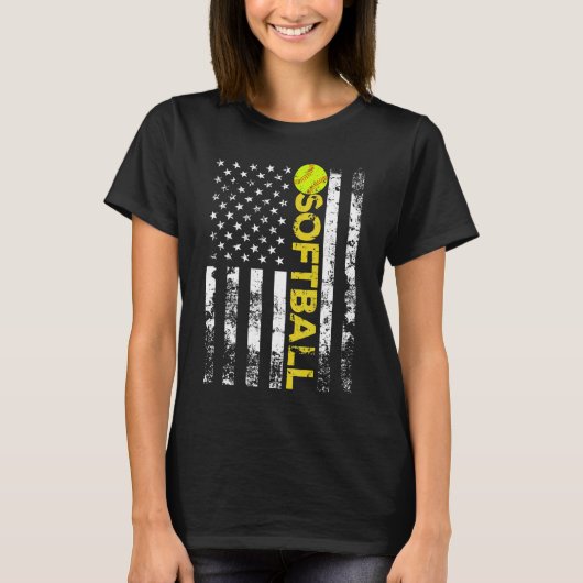Gift American Flag Softball Team T-shirt (Voorkant)