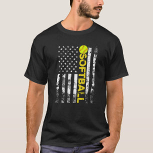 Gift American Flag Softball Team T-shirt