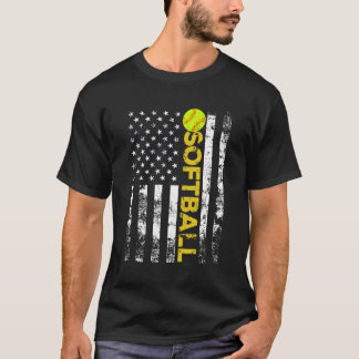 Gift American Flag Softball Team T-shirt