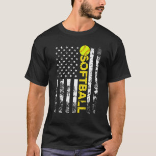 Gift American Flag Softball Team T-shirt