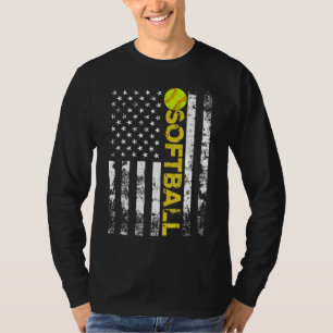 Gift American Flag Softball Team T-shirt
