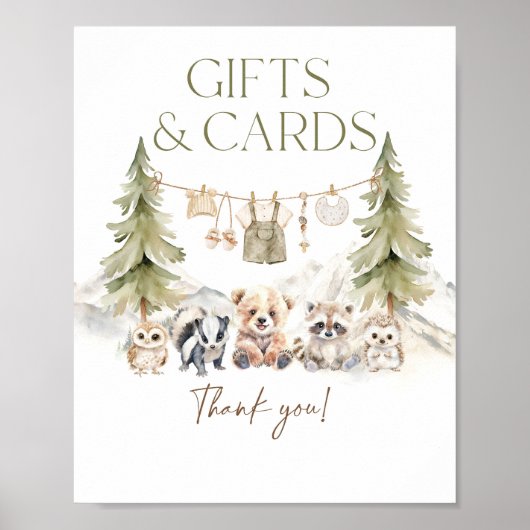 Gift and Card Woodland Adventure Boy Baby Shower Poster (Voorkant)