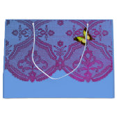 GIFT BAG ANTIEK LACE PATTERN MET BUTTERFLIES GROOT CADEAUZAKJE (Voorkant)