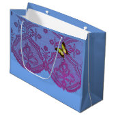 GIFT BAG ANTIEK LACE PATTERN MET BUTTERFLIES GROOT CADEAUZAKJE (Voorkant Gekanteld)