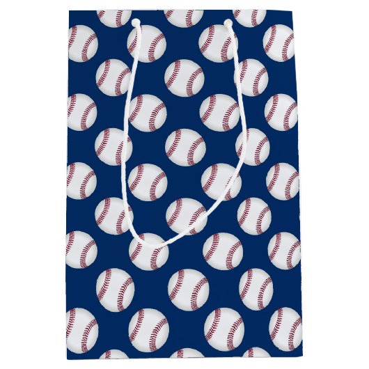 Gift Bag baseball op blauw Medium Cadeauzakje (Voorkant)