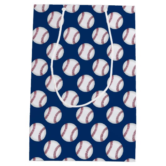 Gift Bag baseball op blauw Medium Cadeauzakje (Achterkant)
