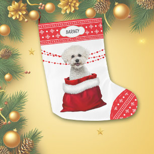 Gift Bag Bichon Frise Dog Snowflake Border Grote Kerstsok