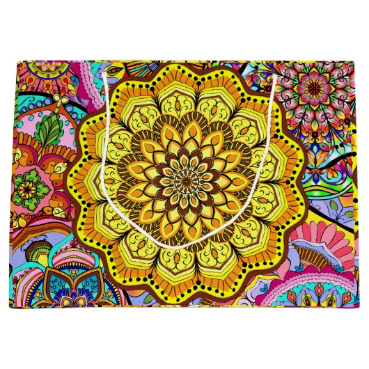 Gift Bag bloem mandala Groot Cadeauzakje (Voorkant)
