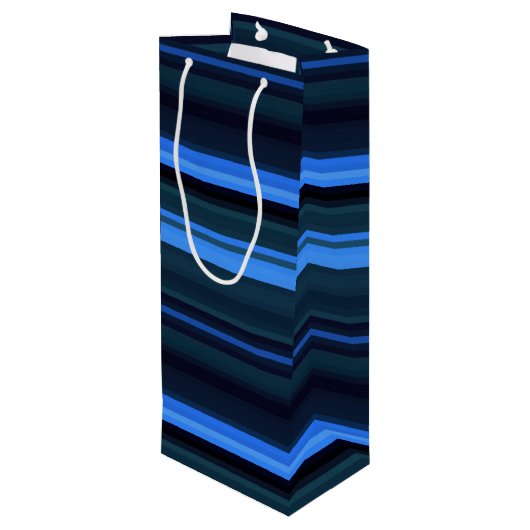 Gift Bag-Blue Stripes Wijn Cadeautas (Achterkant Gekanteld)