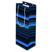 Gift Bag-Blue Stripes Wijn Cadeautas (Voorkant Gekanteld)