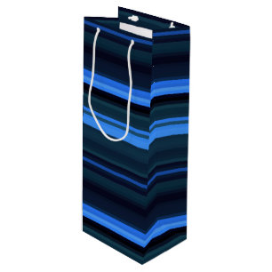 Gift Bag-Blue Stripes Wijn Cadeautas