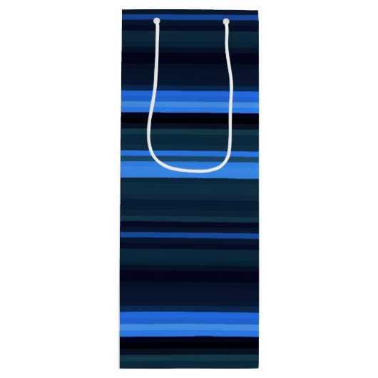 Gift Bag-Blue Stripes Wijn Cadeautas (Voorkant)