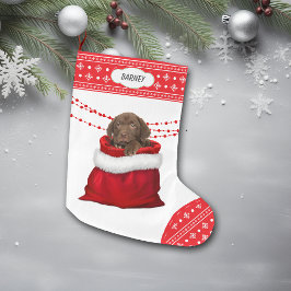 Gift Bag Chocolade Lab Pup Snowflake Border Grote Kerstsok