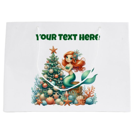 Gift Bag-Christmas Mermaid Gift Bag Groot Cadeauzakje (Voorkant)