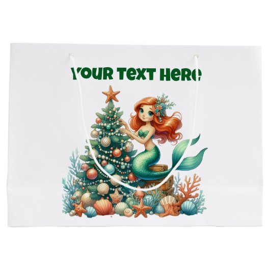 Gift Bag-Christmas Mermaid Gift Bag Groot Cadeauzakje (Achterkant)