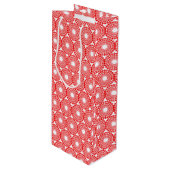 Gift Bag - cirkels met rode kralen Wijn Cadeautas (Voorkant Gekanteld)