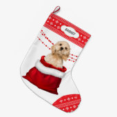 Gift Bag Cocker Spaniel Snowflake Border Grote Kerstsok (Voorkant (Hangend))