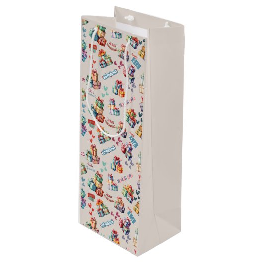 Gift Bag Collection| Elegant Kids Design Wijn Cadeautas (Voorkant Gekanteld)