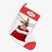 Gift Bag Cute Chihuahua Puppy Snowflake Border Grote Kerstsok (Voorkant (Hangend))
