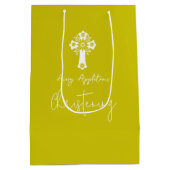 Gift Bag Floral Cross Christening Fern Yellow Medium Cadeauzakje (Achterkant)