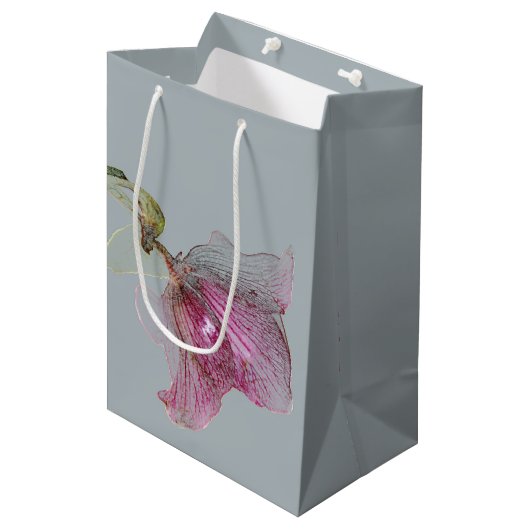 Gift Bag Flower Design Medium Matte Medium Cadeauzakje (Voorkant Gekanteld)