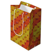Gift Bag - Geel en Oranje diagonaal patroon Medium Cadeauzakje (Voorkant Gekanteld)