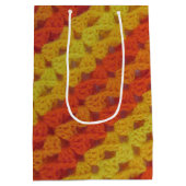 Gift Bag - Geel en Oranje diagonaal patroon Medium Cadeauzakje (Achterkant)