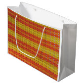 Gift Bag - Geel en Oranje haakpatroon (Lrg) Large Cadeautasje (Voorkant Gekanteld)