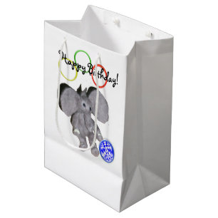 Gift Bag - Gelukkige Verjaardag Olifant Medium Cadeauzakje
