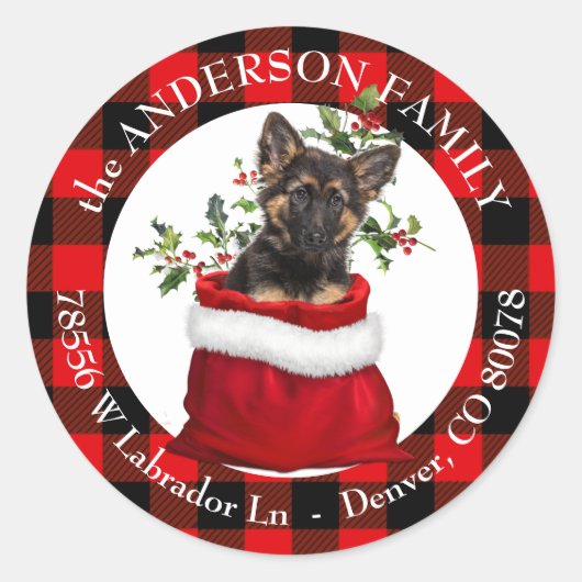 Gift Bag German Shepherd Puppie Lijst Ronde Sticker (Voorkant)