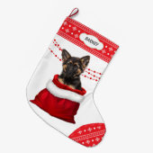 Gift Bag German Shepherd Puppy Snowflake Border Grote Kerstsok (Voorkant (Hangend))