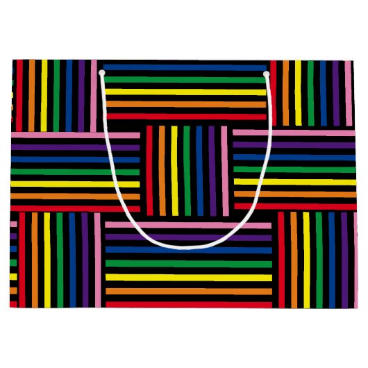 Gift Bag - geweven regenboogkleurige inktlinten Groot Cadeauzakje (Voorkant)