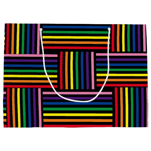 Gift Bag - geweven regenboogkleurige inktlinten Groot Cadeauzakje (Achterkant)