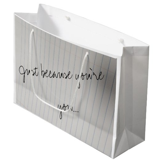 Gift Bag - gewoon omdat je jezelf bent (Plain) Groot Cadeauzakje (Voorkant Gekanteld)