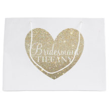 Gift Bag - Gold Glitter Heart Fab Bridesmaid