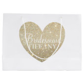 Gift Bag - Gold Glitter Heart Fab Bridesmaid Groot Cadeauzakje (Achterkant)