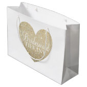 Gift Bag - Gold Glitter Heart Fab Bridesmaid Groot Cadeauzakje (Achterkant Gekanteld)