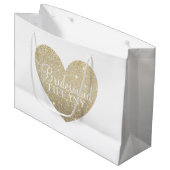 Gift Bag - Gold Glitter Heart Fab Bridesmaid Groot Cadeauzakje (Voorkant Gekanteld)