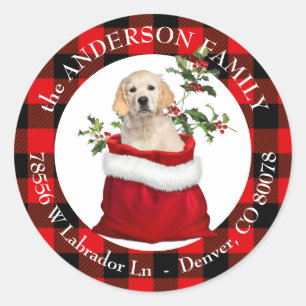 Gift Bag Golden Retriever Lijst Ronde Sticker