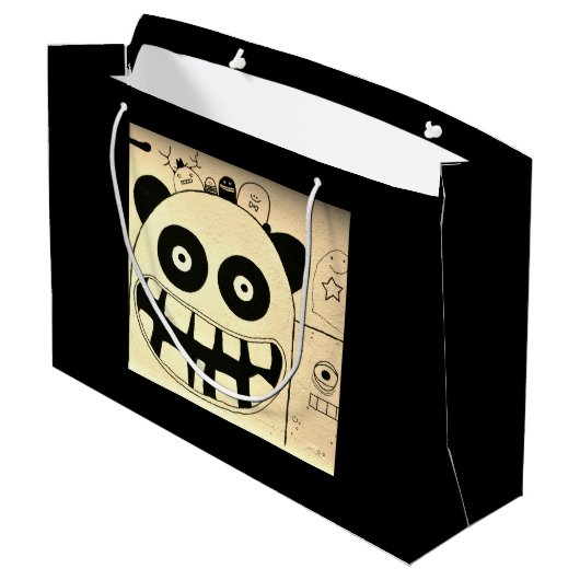 Gift Bag - Groot, glanzend GELUKKIG MONSTER Groot Cadeauzakje (Achterkant Gekanteld)