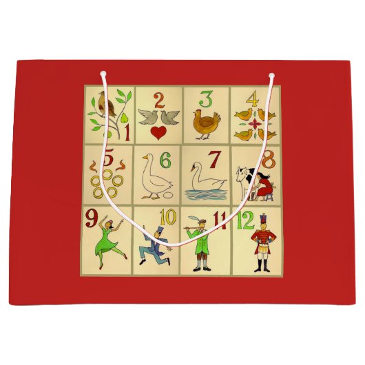 Gift Bag - Grote, glanzende TWELVE DAGEN CHRISTMAS Groot Cadeauzakje (Voorkant)