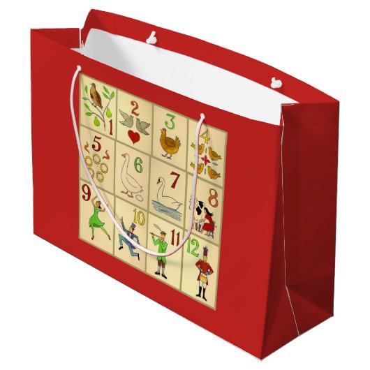 Gift Bag - Grote, glanzende TWELVE DAGEN CHRISTMAS Groot Cadeauzakje (Achterkant Gekanteld)