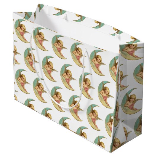 GIFT BAG - GROTE GLOSSY CHERUB EN MOON GROOT CADEAUZAKJE (Achterkant Gekanteld)